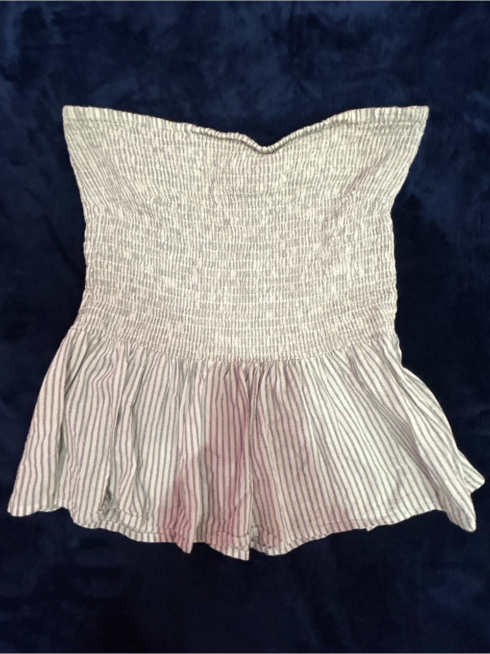 Isa & Ella Blue Stripe Tube Top Women's Size L Flowy Summer